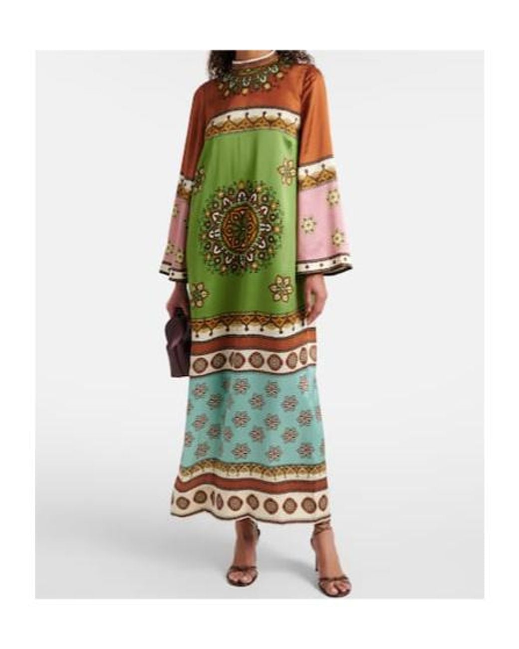 ALÉMAIS Green Contina Silk Maxi Dress