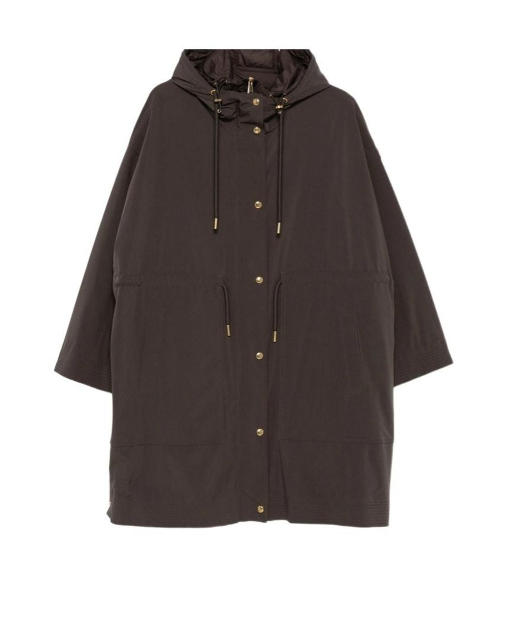 Moncler Gray Zip-Up Drawstring Hooded Coat