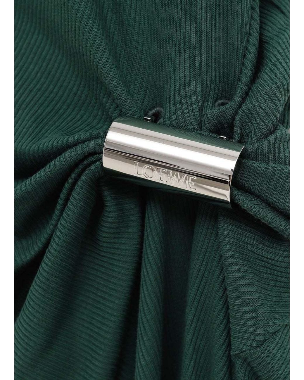 Loewe Green Draped Fine-Ribbed Dress