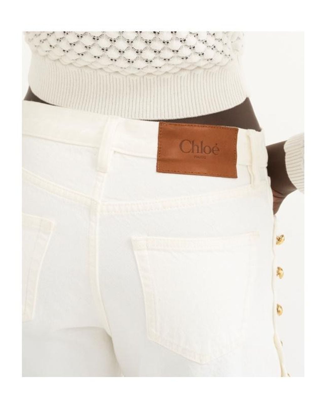 Chloé White Chloé Embellished Cropped Jeans