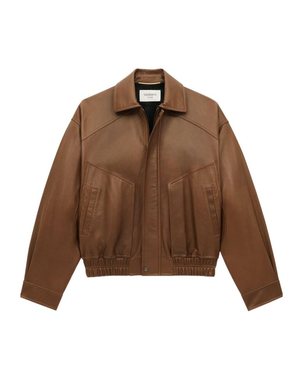Saint Laurent Brown Button Detailed Drop-Shoulder Bomber Jacket
