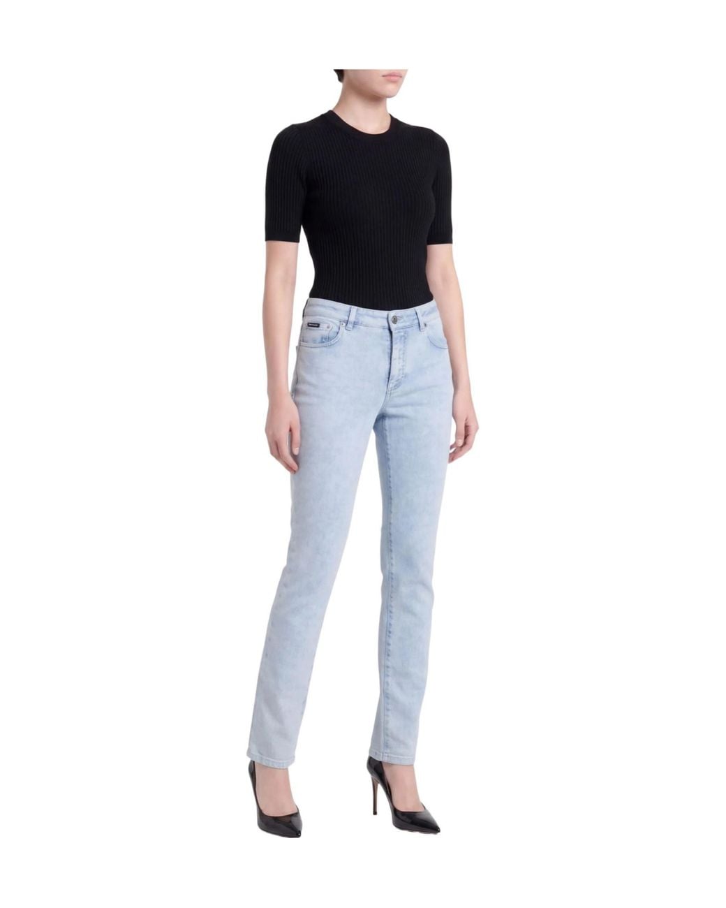 Dolce & Gabbana Blue Mid-Rise Slim-Fit Jeans