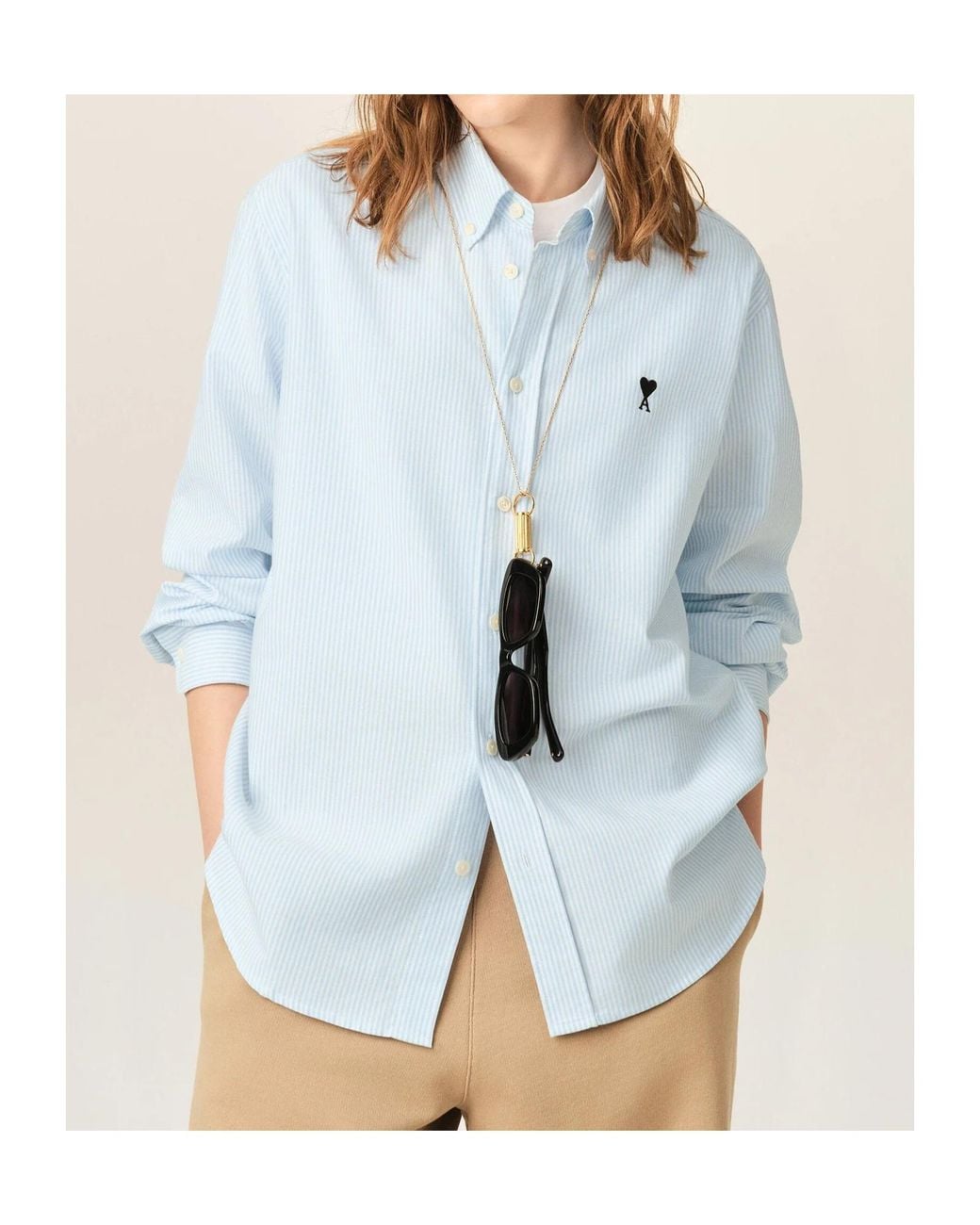 AMI Blue Ami Ami De Coeur Striped Shirt for men