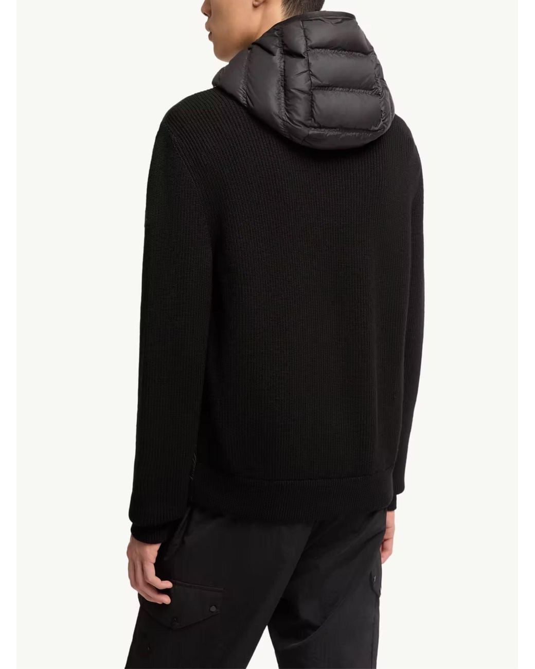 Moncler Black Hooded Quilted Front Cardigan for men