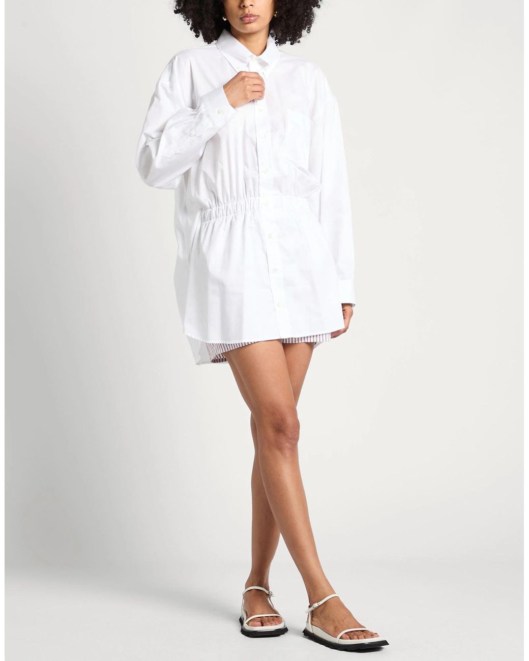 Maison Margiela White Solid-Colored Twill Long-Sleeve Shirt