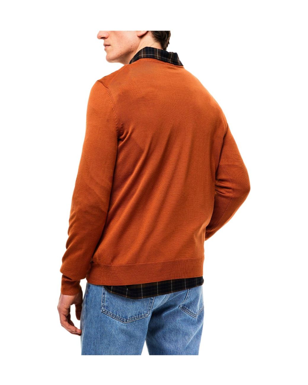 Boss Brown Crew Neck Long-Sleeve Knit Sweater for men