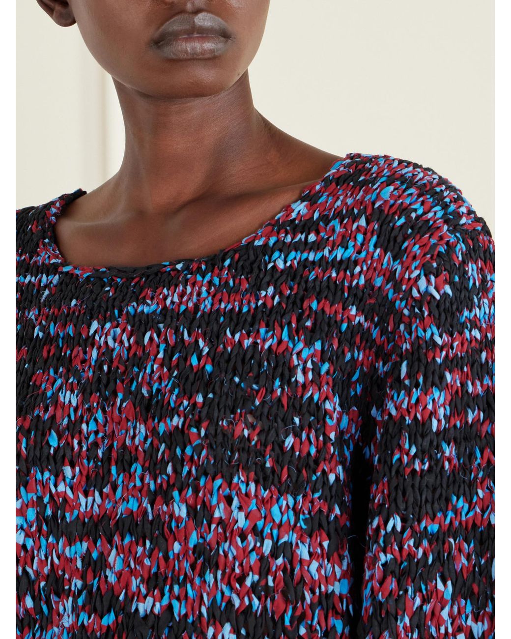 Dries Van Noten Blue Oversized Frayed Sweater