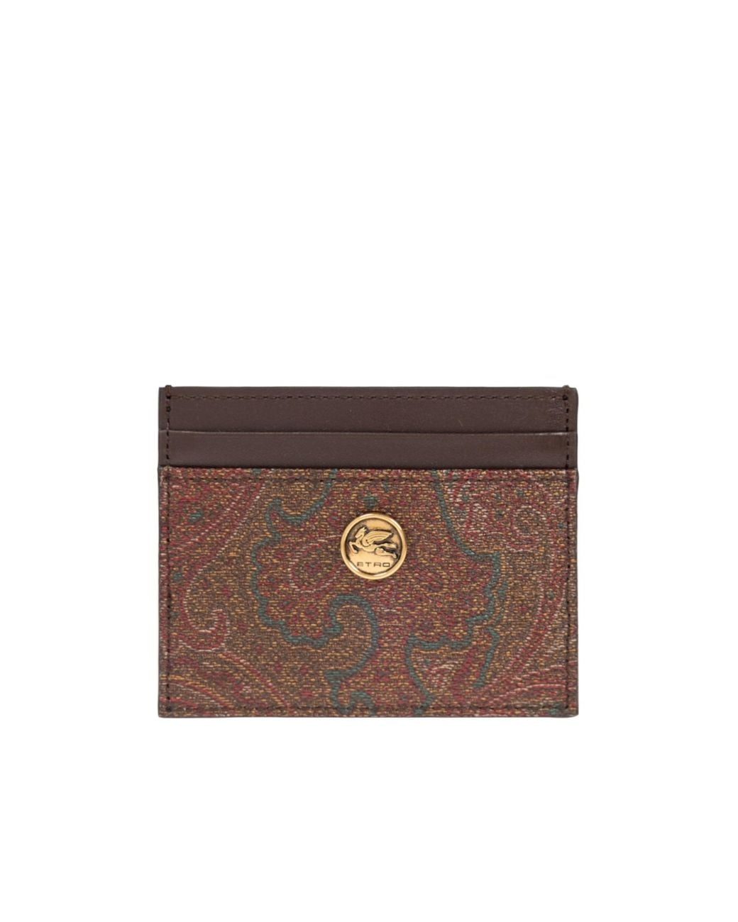 Etro Brown Pegaso Plaque Card Holder