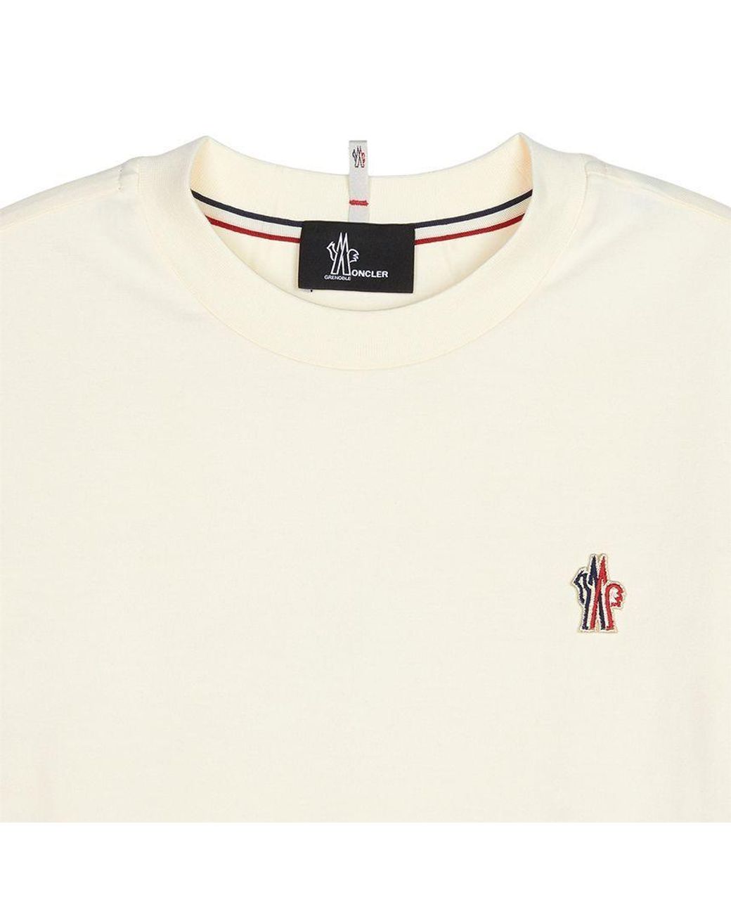 Moncler White Grenoble Logo Patch Crewneck T-Shirt