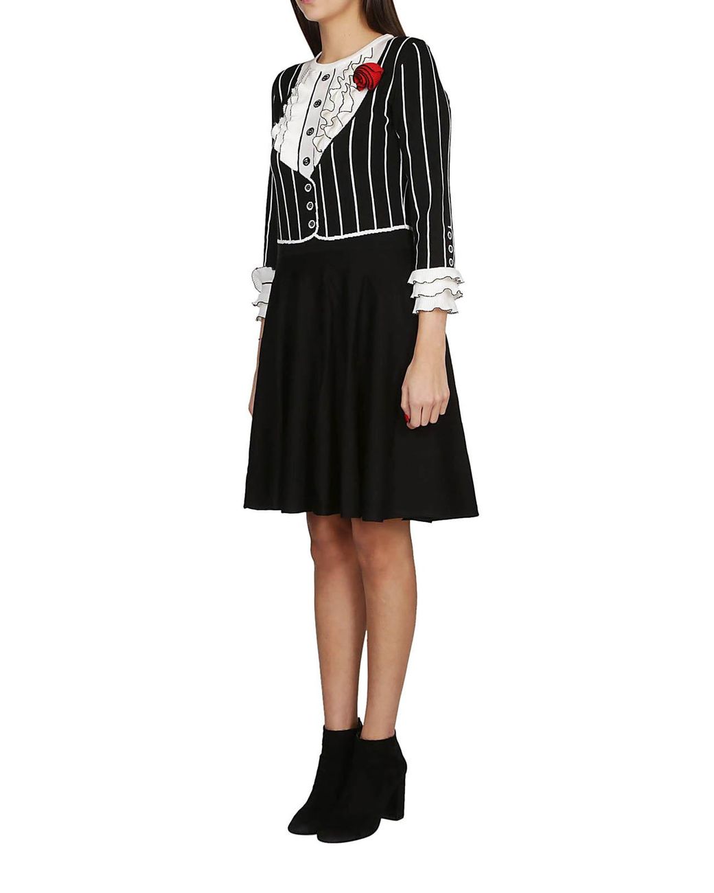 Moschino Black Wrinkled Round-Necked Dress