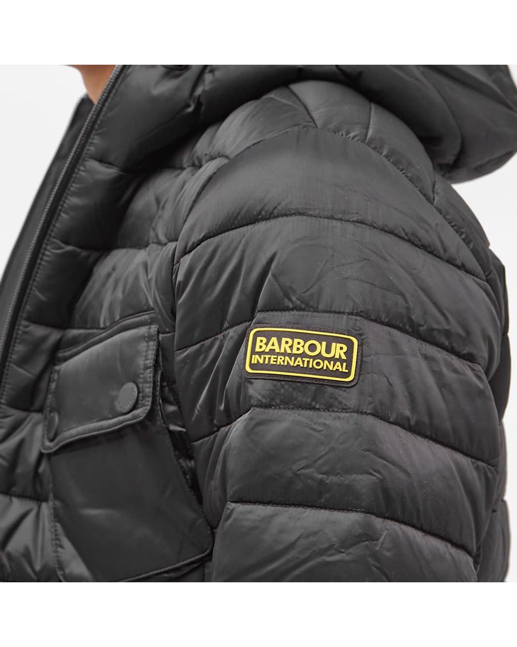 Barbour Black Padded Hooded Jacket for men