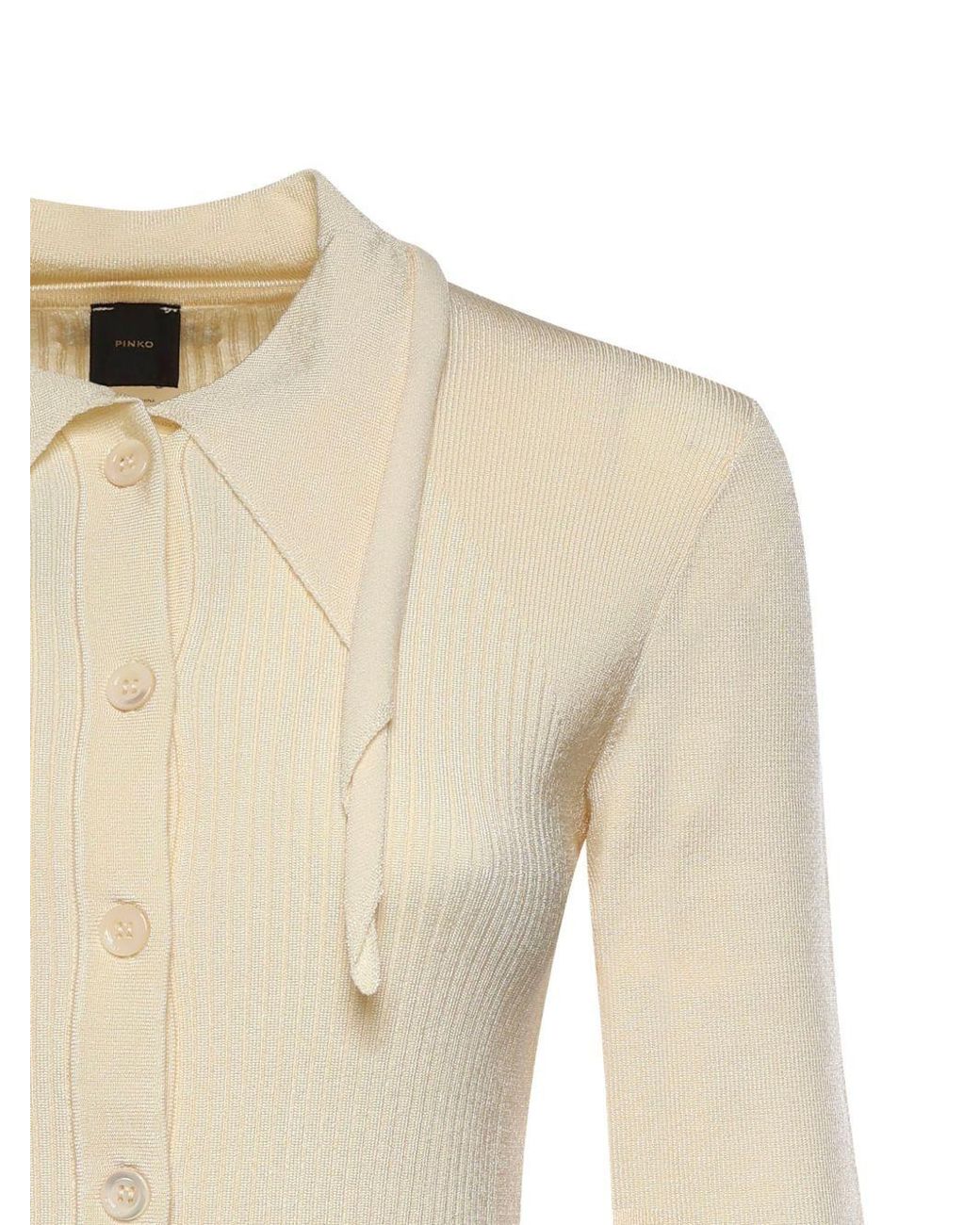 Pinko Natural Coperto Ribbed Button Polo Top