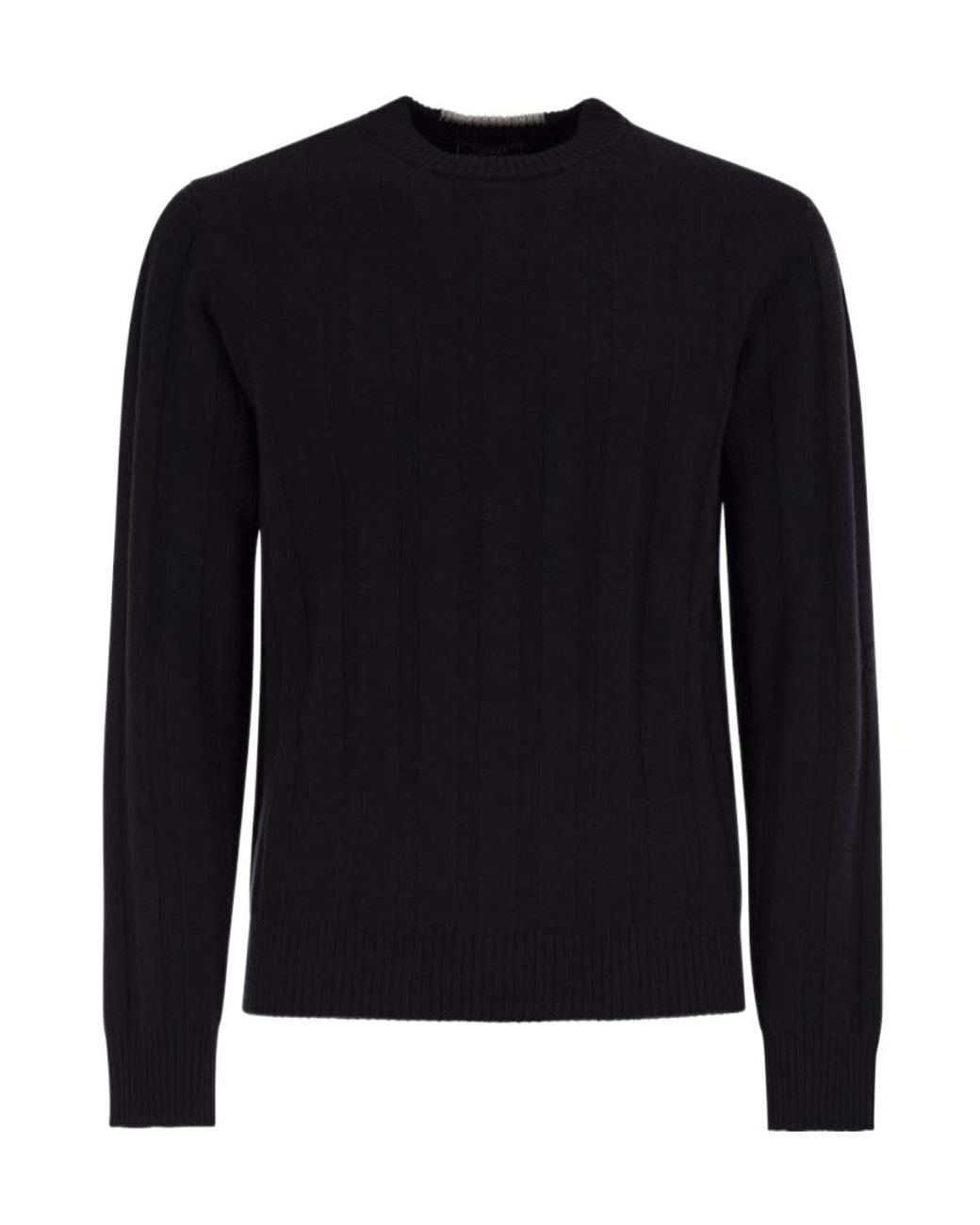 Peserico Black Ribbed-Collar Sweater for men