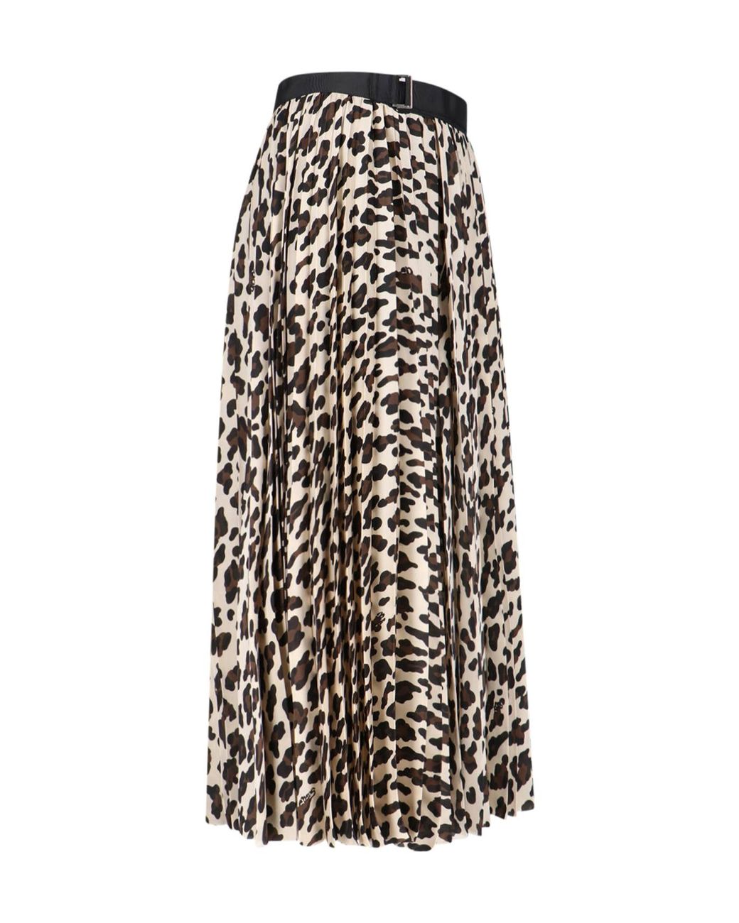 Sacai White Leopard-Printed Pleated Midi Skirt