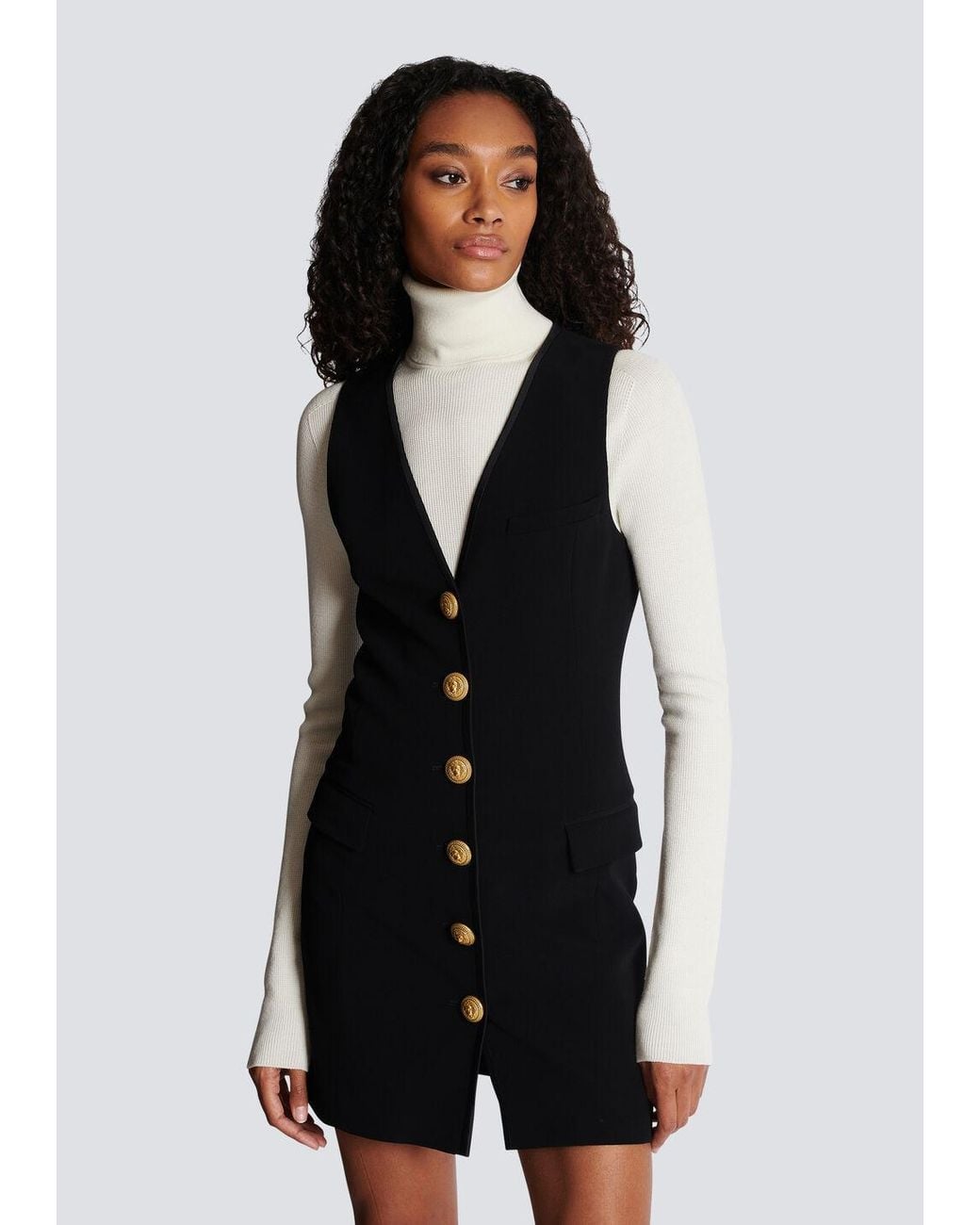 Balmain Black Sleeveless Crepe Dress