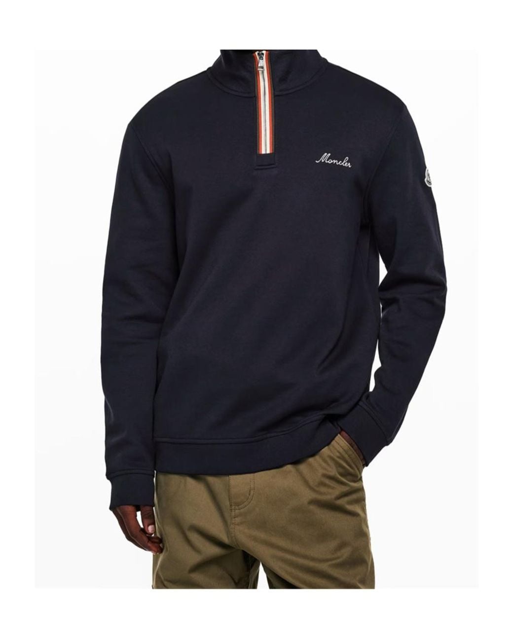 Moncler Blue Logo Zip-Up Sweatshirt for men