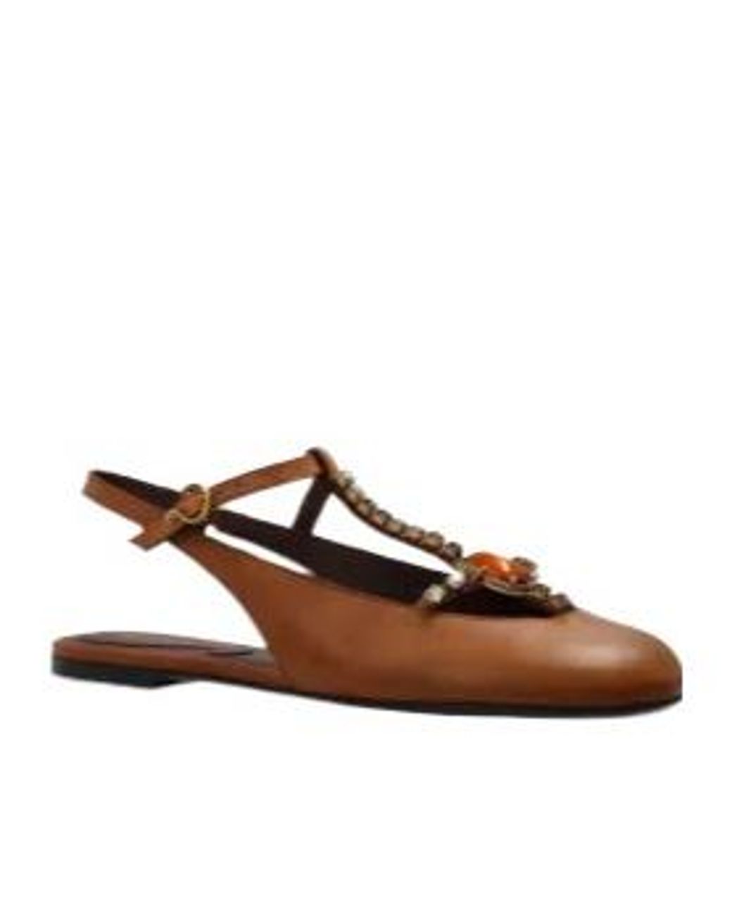 Etro Brown Embellished Low Slingbacks