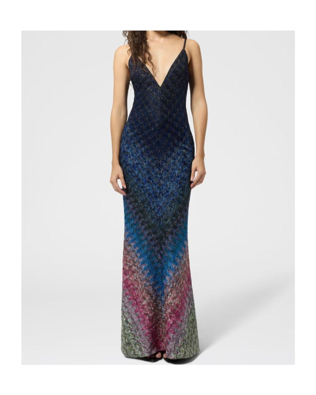 Missoni Blue Dégradé Viscose Lamé Long Dress