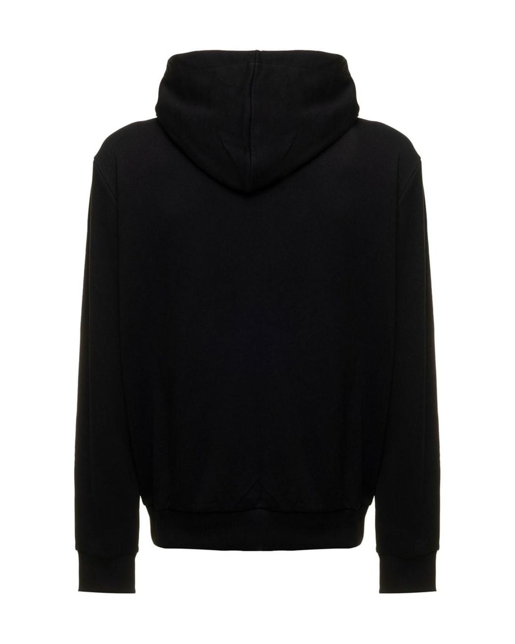 Balmain Black Logo Printed Drawstring Hoodie for men