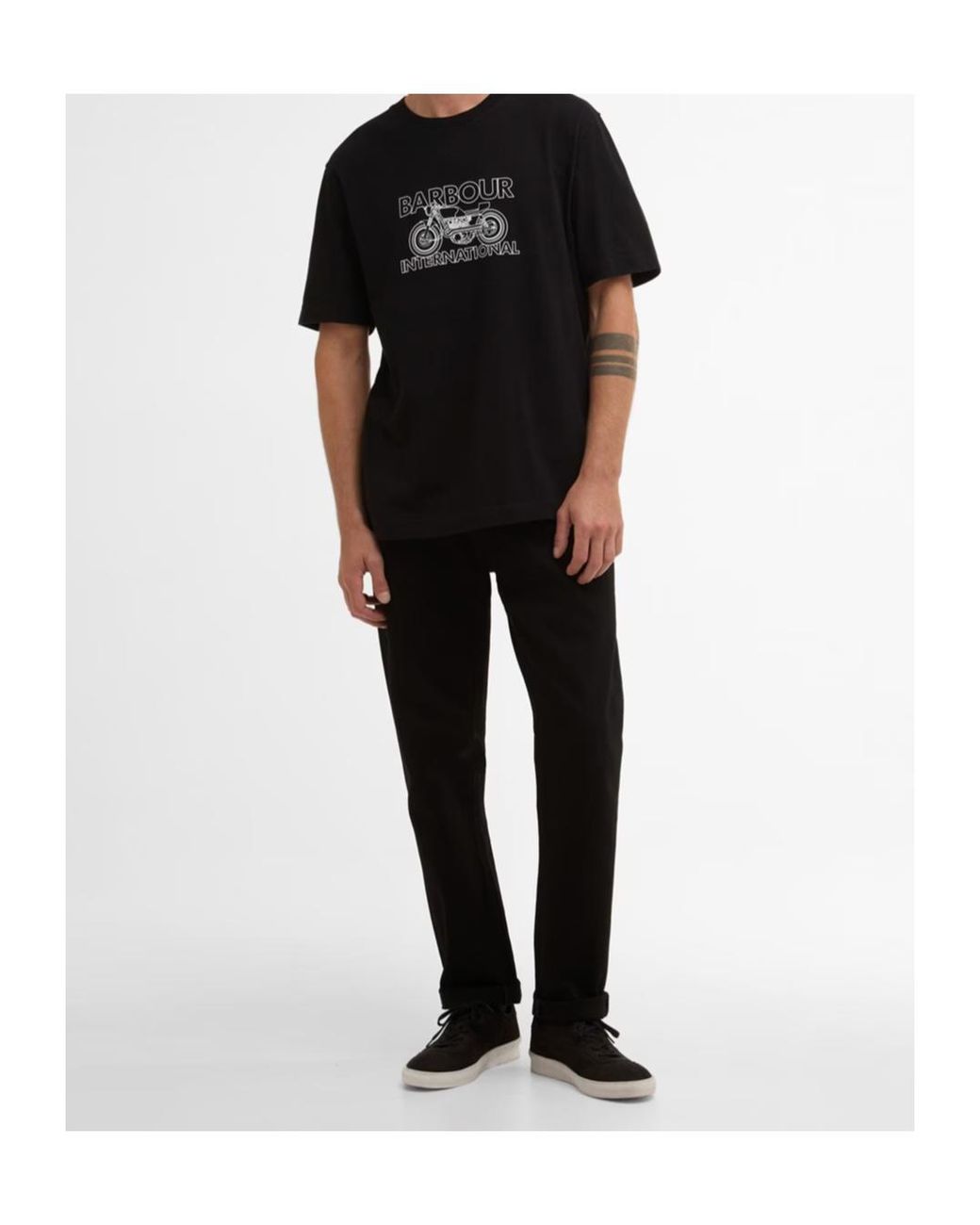 Barbour Black Motorcycle Graphic T-Shirt for men