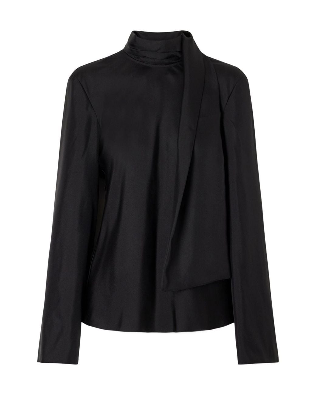 Rohe Black Tie-Detailed Silk-Satin Blouse