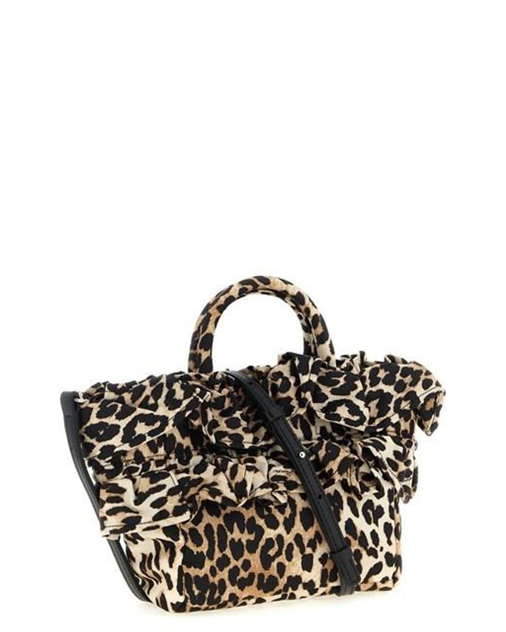 Ganni Black Ruffled Mini Shopper Bag