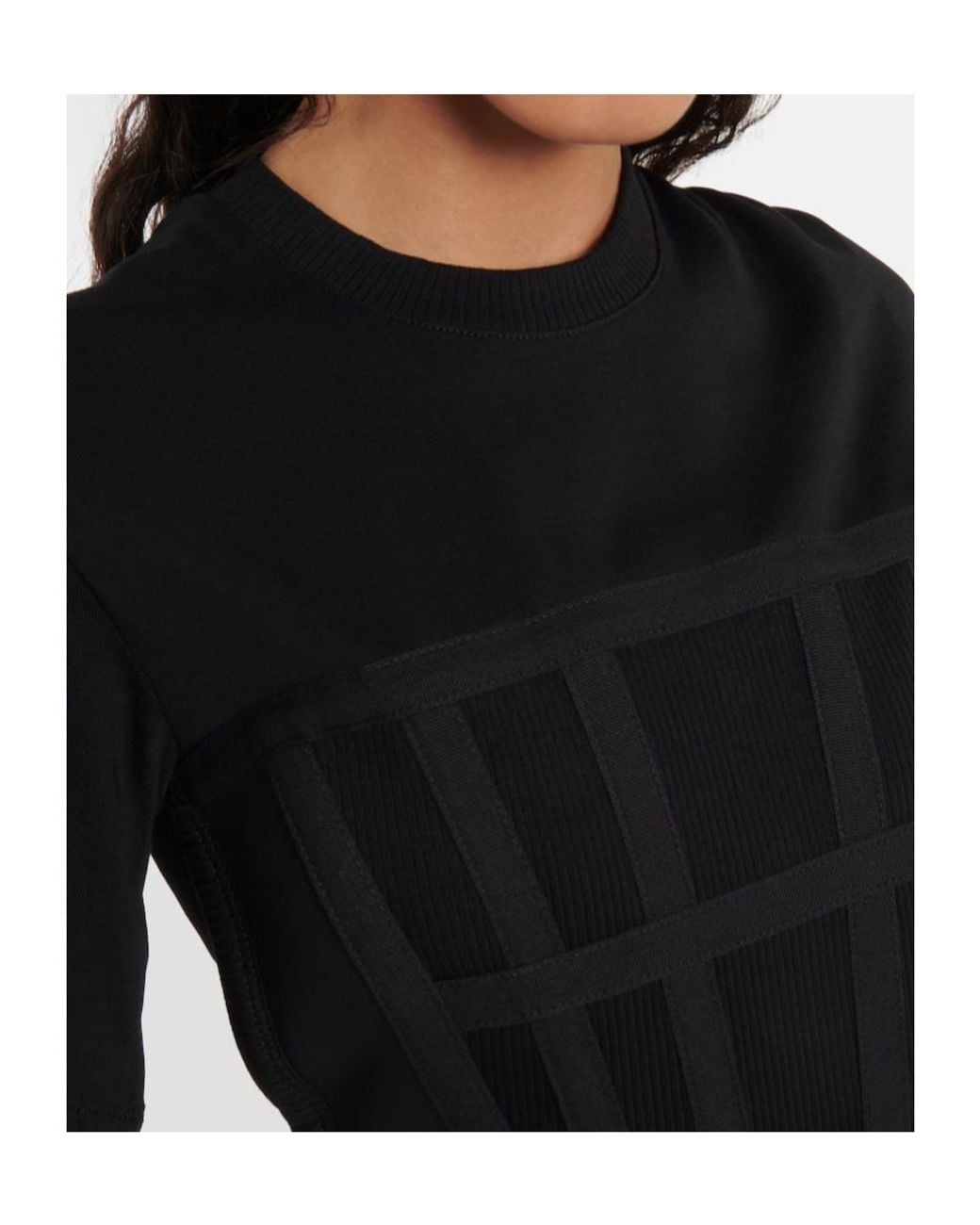 Dion Lee Black Ribbed Round-Neck T-Shirt