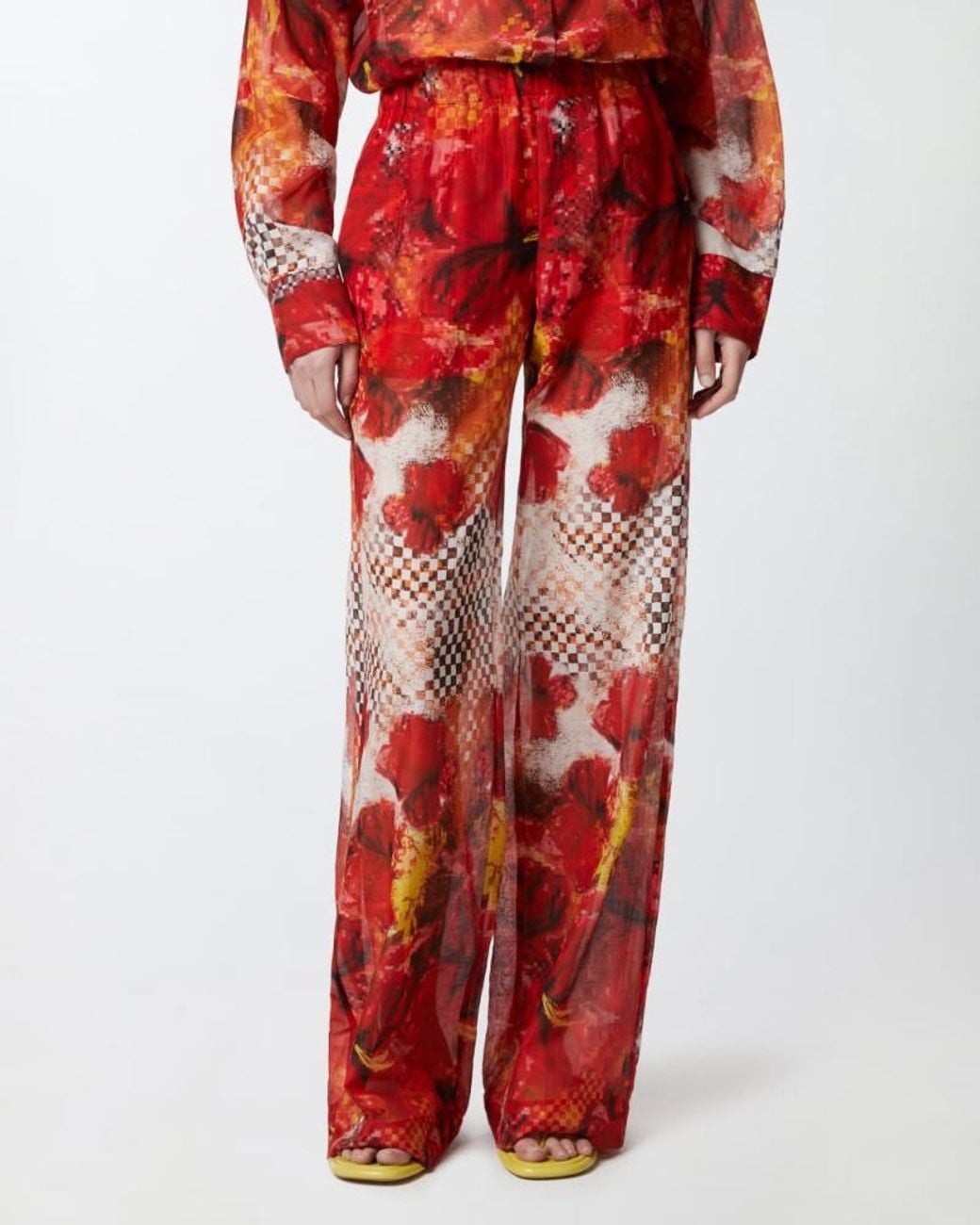 Pinko Red Patterned Palazzo Pants