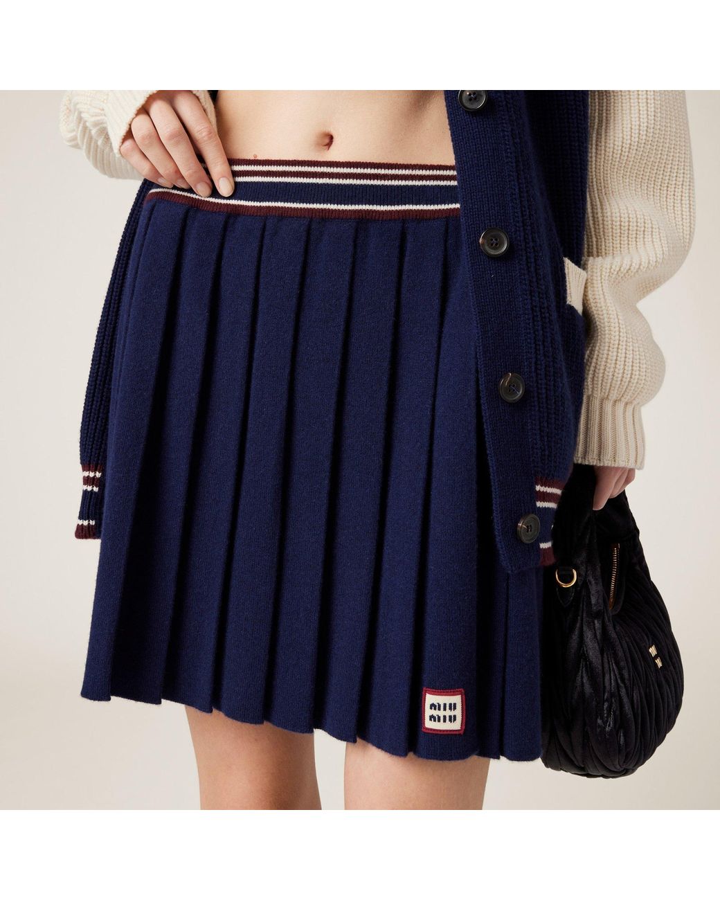 Miu Miu Blue Pleated Mini Skirt
