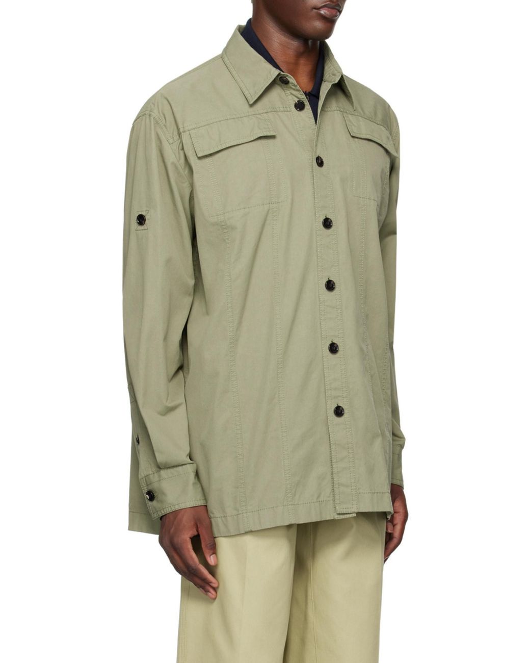 Bottega Veneta Green Light Cotton Twill Overshirt for men