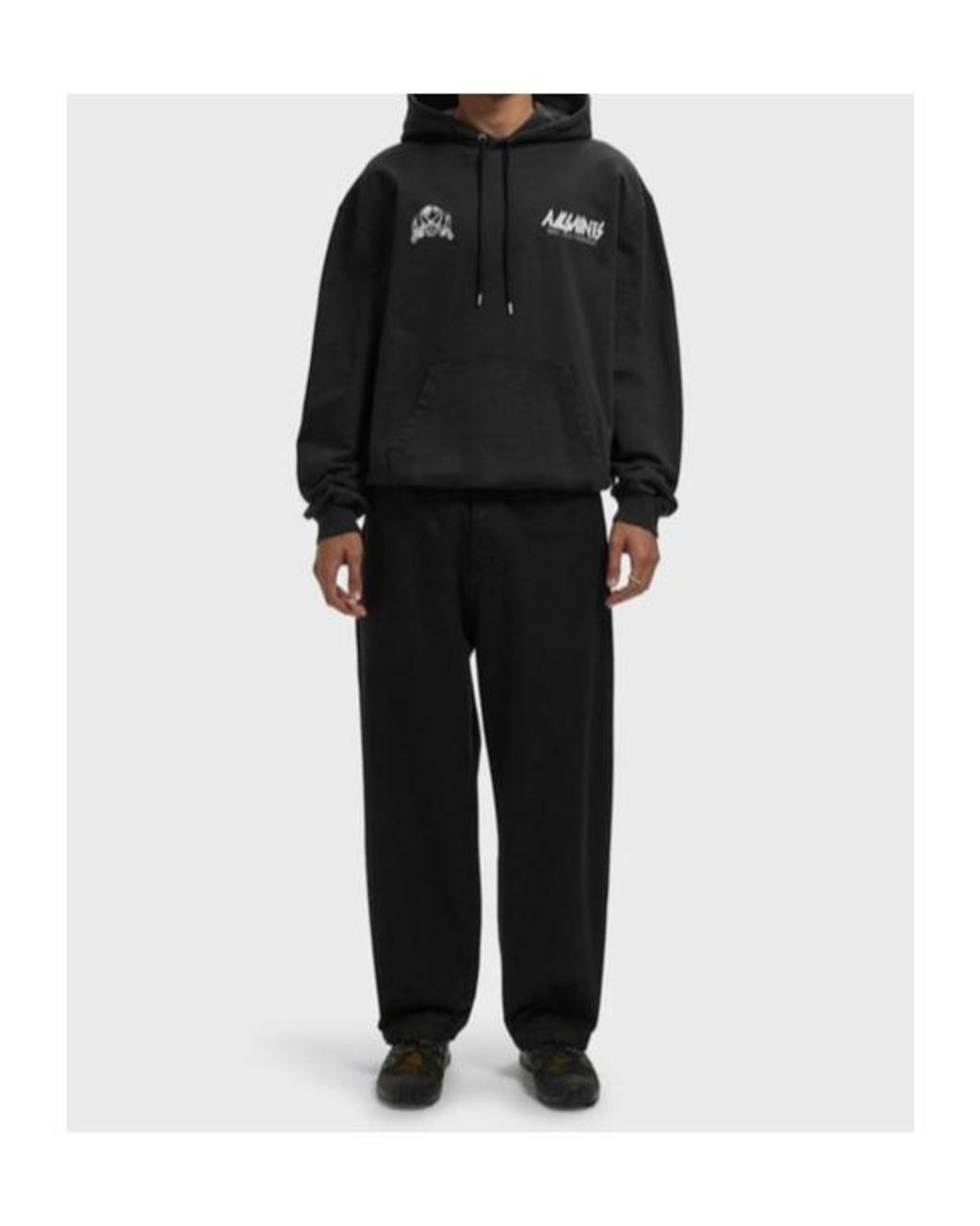 AllSaints Black Chromium Logo Hoodie for men