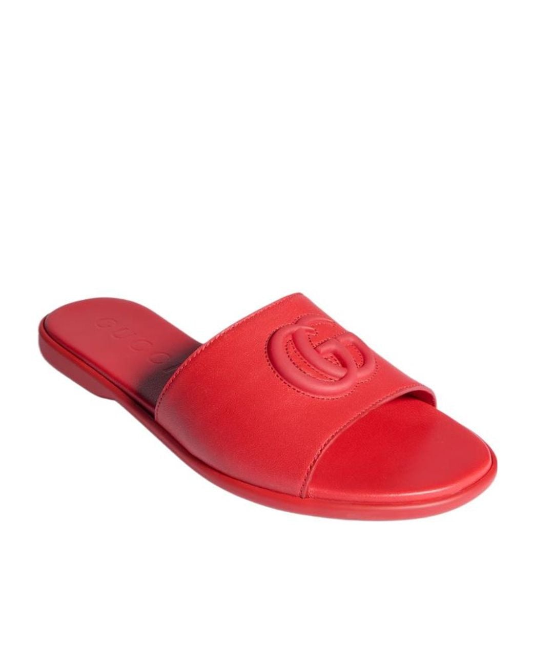 Gucci Red Slide Sandal With Double G