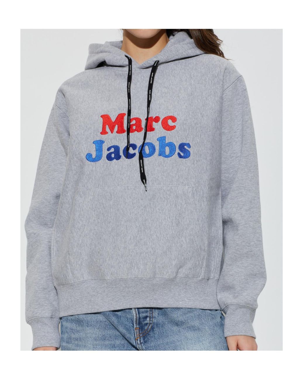 Marc Jacobs Gray Logo Printed Oversized Hoodie