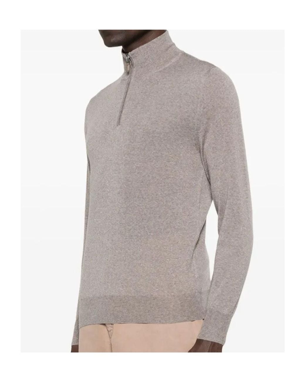 Canali Gray Zip-Up Sweater for men