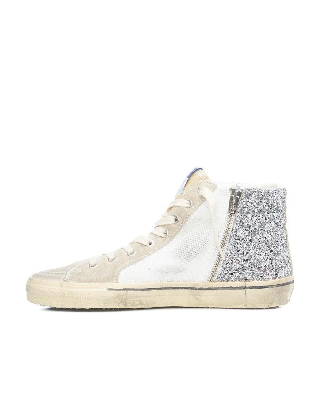 Golden Goose Deluxe Brand White Embellished Lace-Up Sneakers