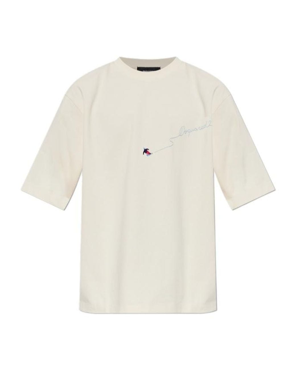 DSquared² White Snowy Dream Loose Fit T-Shirt for men