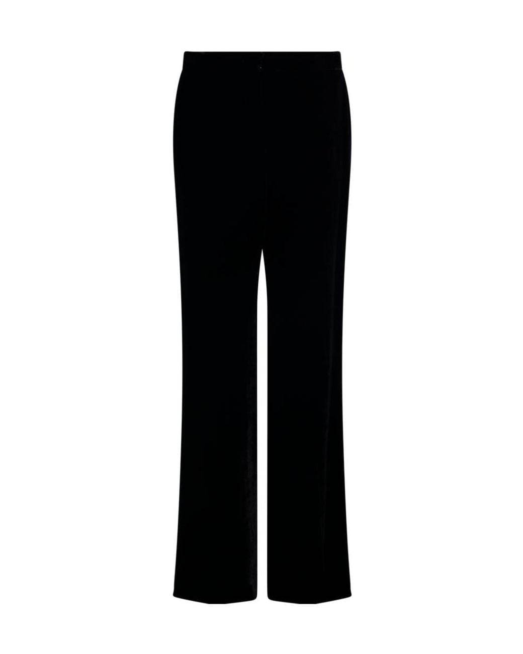 P.A.R.O.S.H. Black Velvet-Finish Straight Trousers