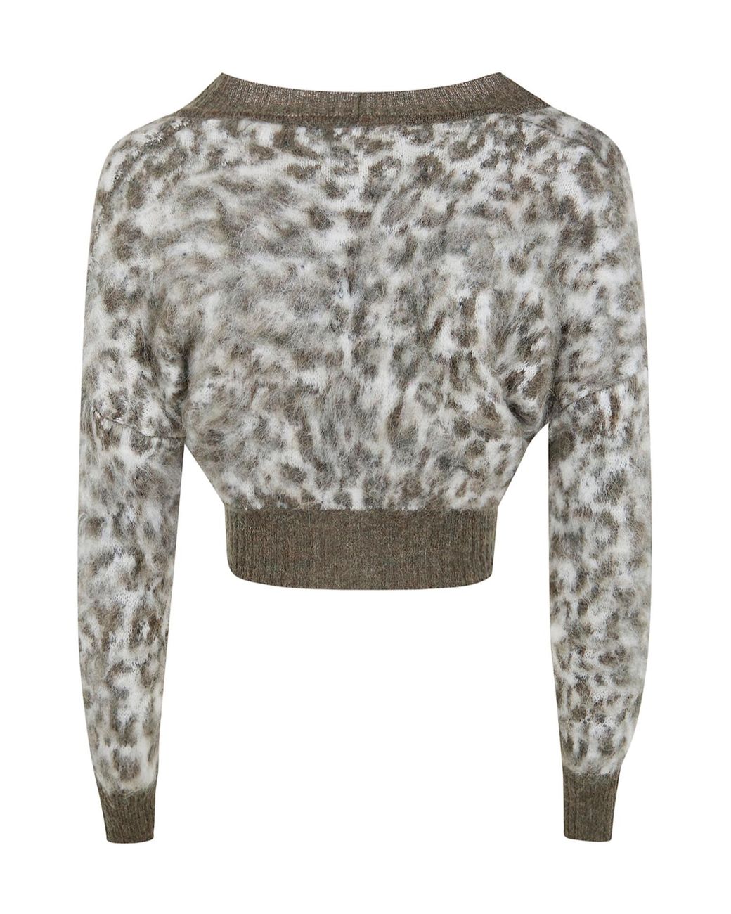 D.exterior Gray Animal Print Cropped Cardigan
