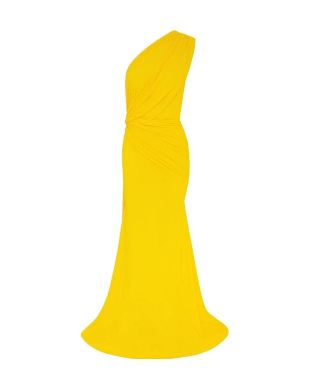 Alex Perry Yellow One Shoulder Drape Gown
