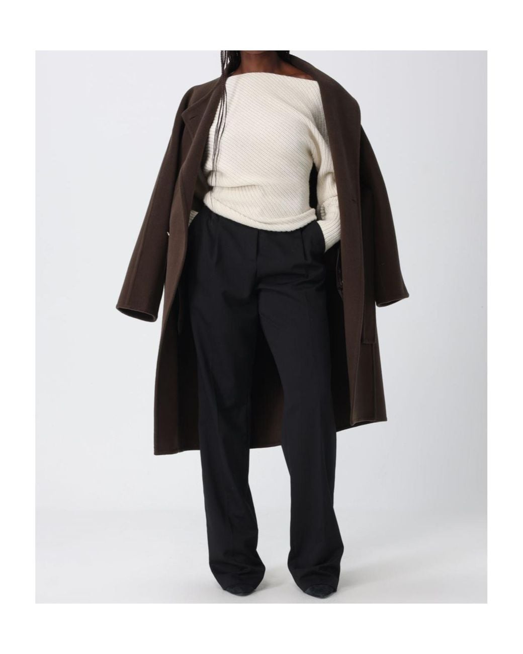 Alberta Ferretti Black Buttoned Belted Coat
