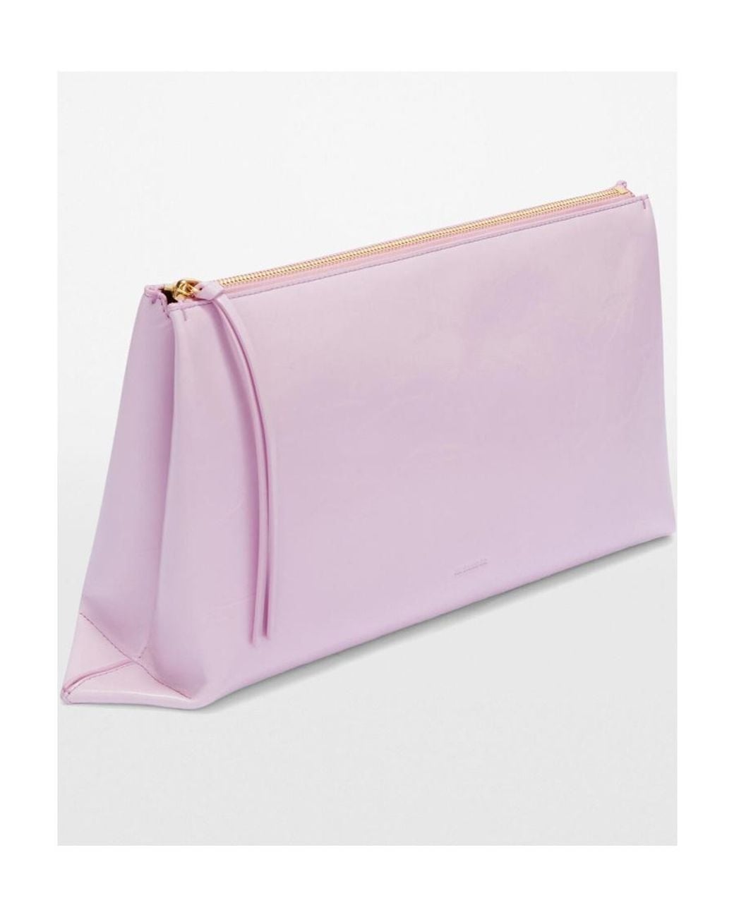 Jil Sander Purple Logo Embossed Zipped Clutch Bag