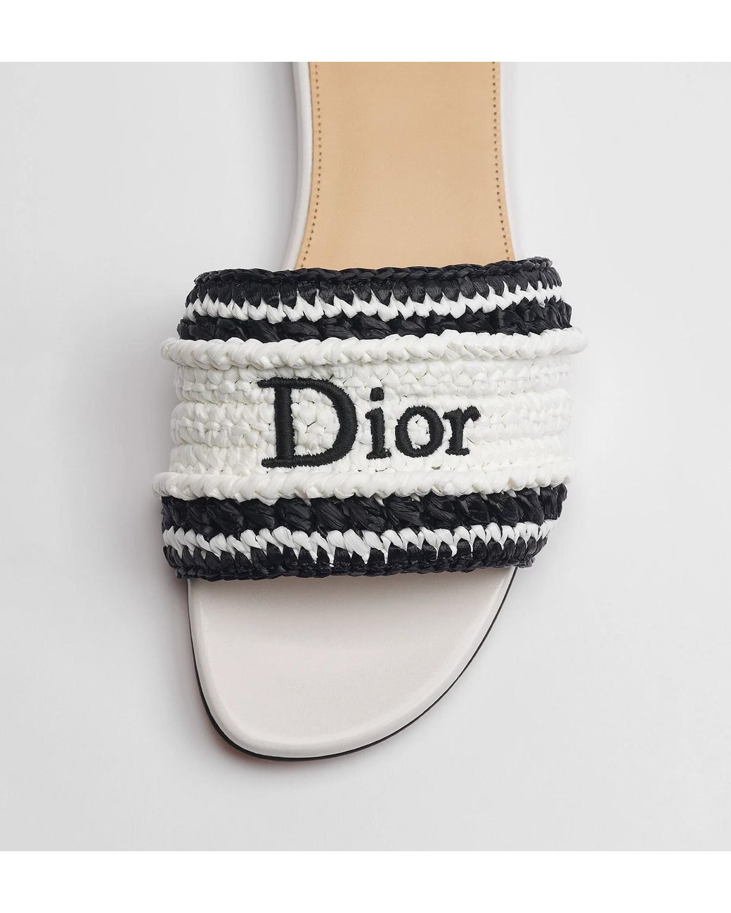 Dior White Iviera Woven Slide