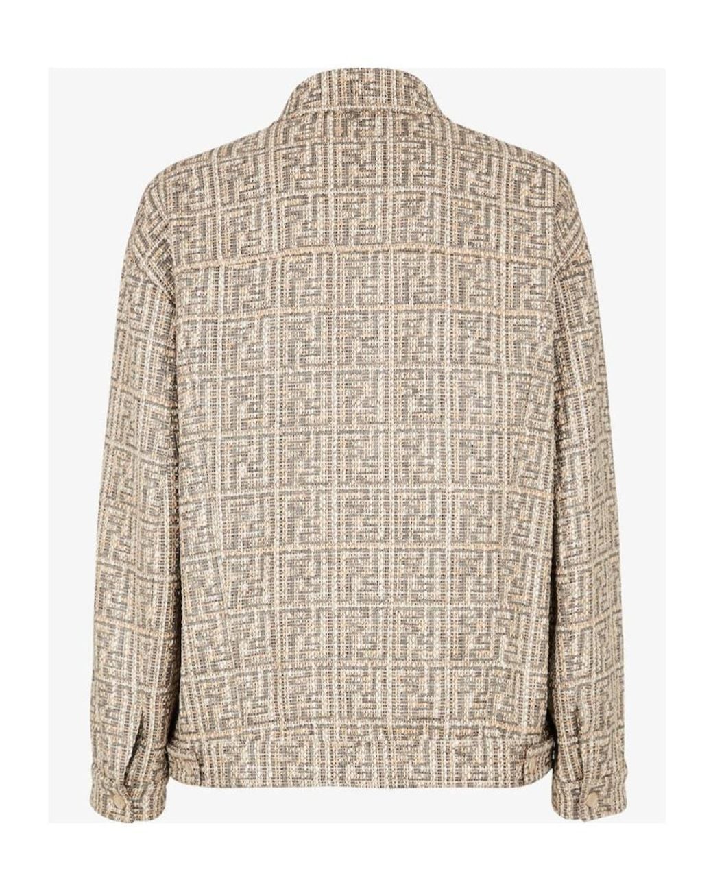 Fendi Natural Ff Monogram Embroidered Buttoned Jacket for men