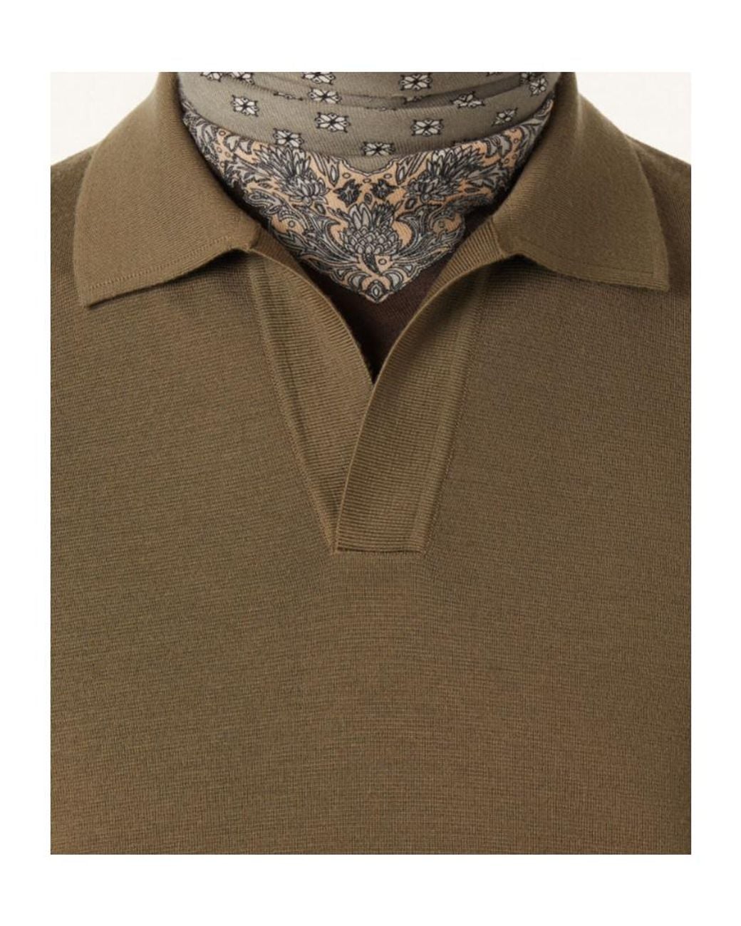 Loro Piana Green Buttonless Polo Shirt for men