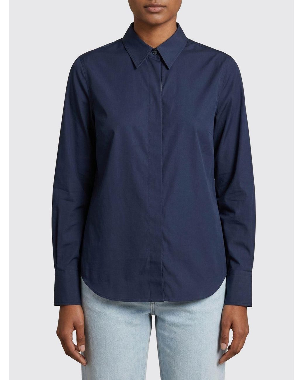 Brunello Cucinelli Blue Chain-Trim Shirt