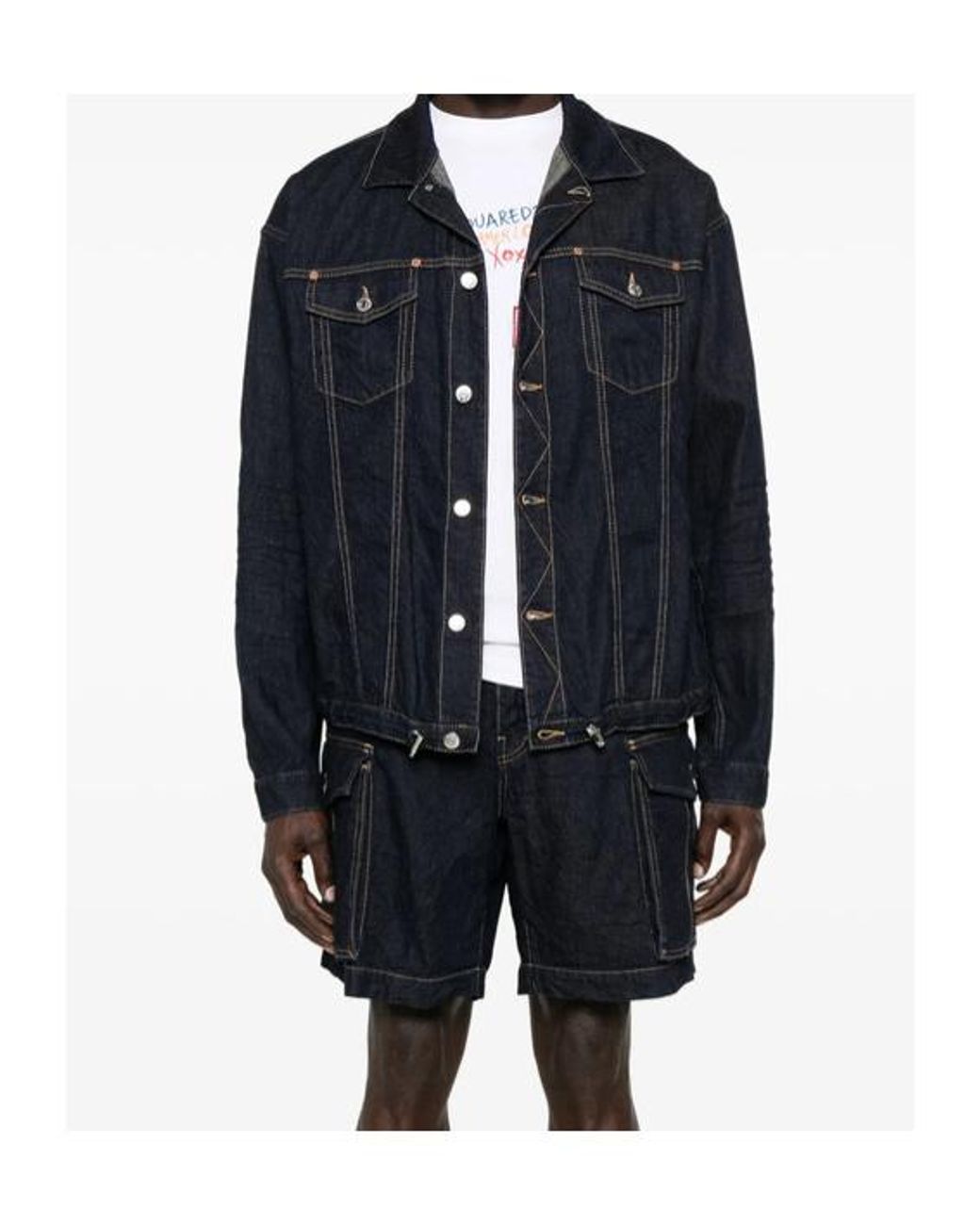 DSquared² Blue Summer Lovers Drawstring Shirt for men