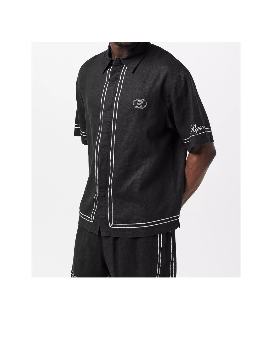Represent Black Rep Border Patterned Shirt for men