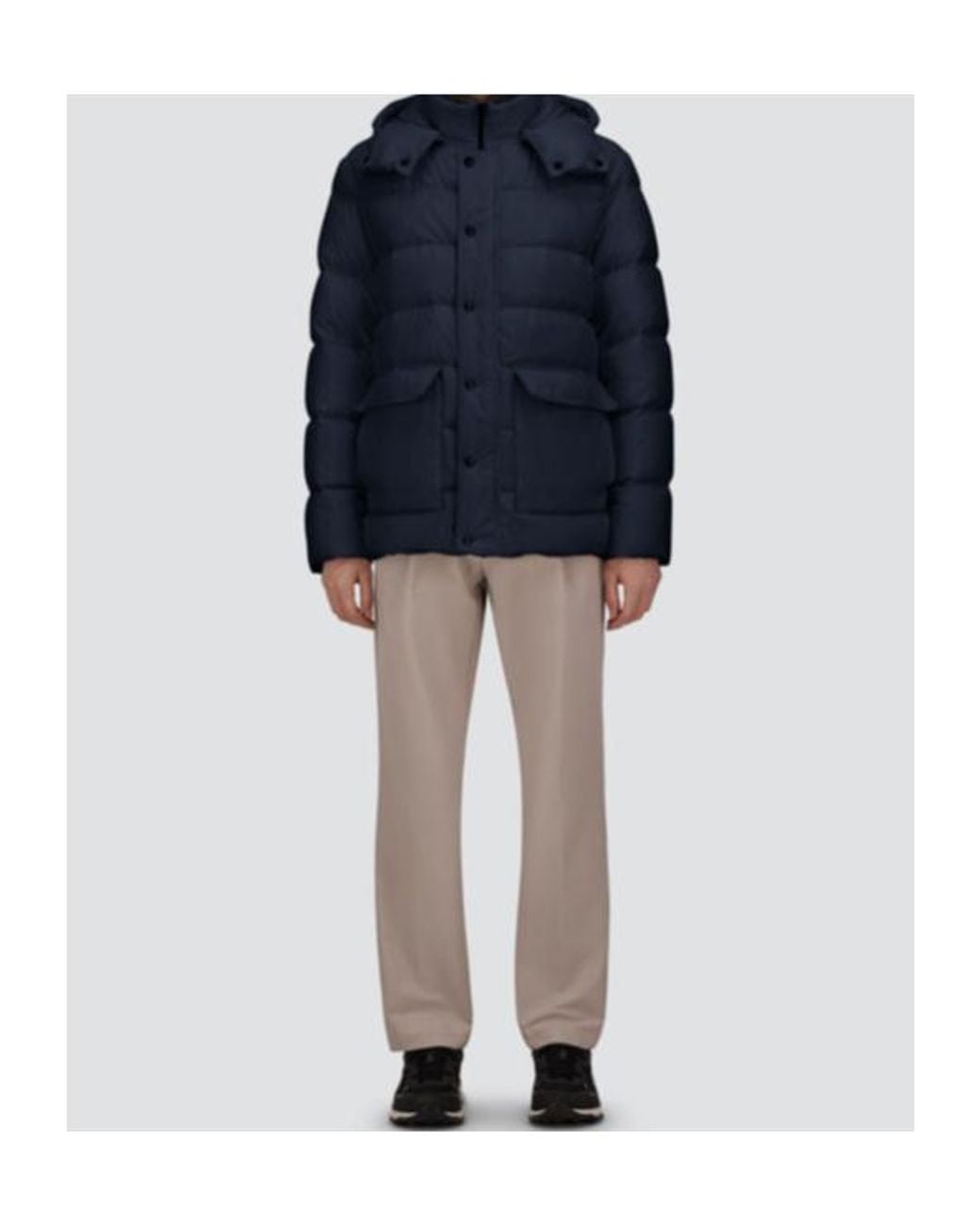 Herno Blue Quilted Hooded Coat for men