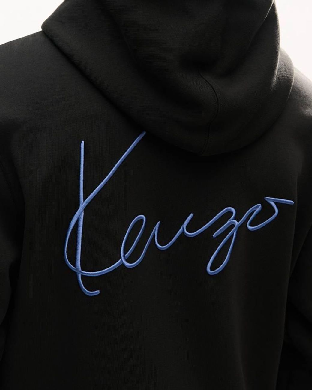 KENZO Black Signature Embroidered Zip Up Hoodie for men