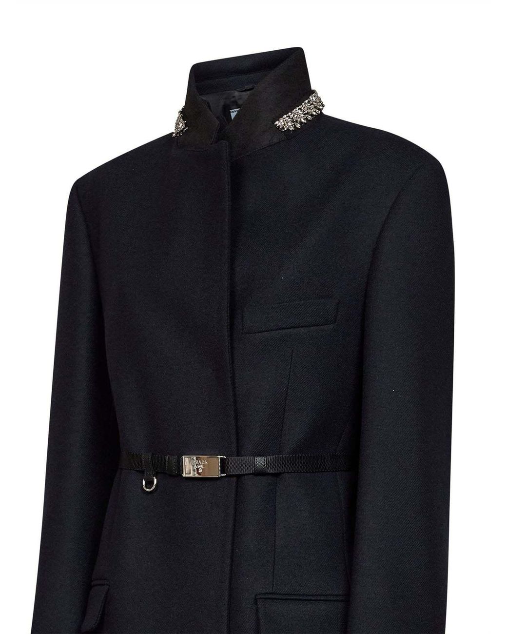 Prada Blue Jewel Collar Coat